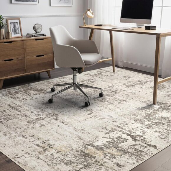 New 5x7 Dark Brown Rug, Washable Modern Abstract Non-Slip Carpet for Any Room - Picture 7 of 9